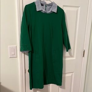 Green Dress with Striped Collar